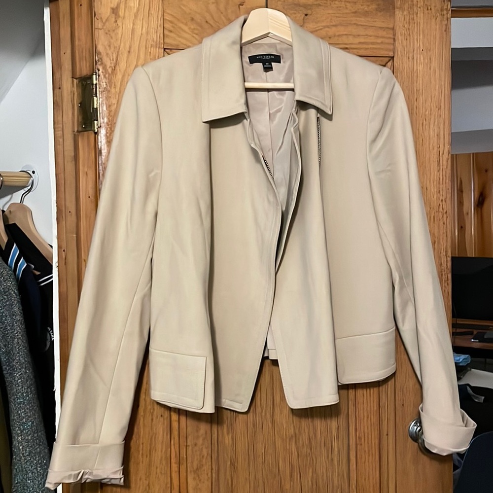 Ann Taylor Bomber Jacket size 10 Tan/Beige
